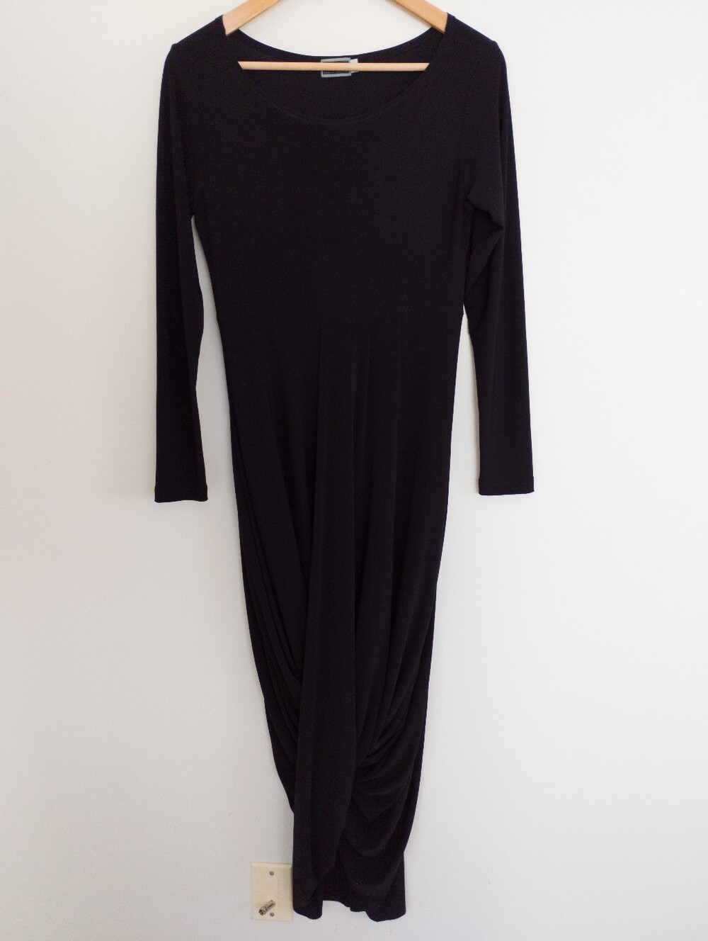 Sympli Twisted Front Long Sleeve Jersey Dress Black Size 6